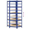 vidaXL Eckregal mit 5 B&ouml;den Blau Stahl & Holzwerkstoff