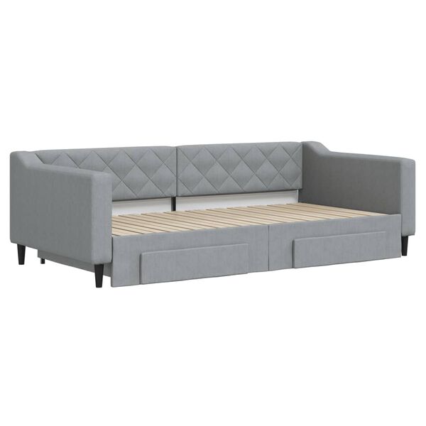 vidaXL Tagesbett Ausziehbar mit Schubladen Hellgrau 100x200 cm Stoff