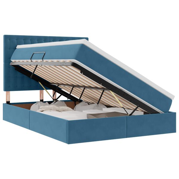 vidaXL Aufbewahrungsbett mit Matratze Dunkelblau 140 x 190 cm Samt