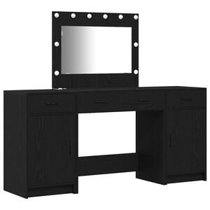 vidaXL Schminktisch 3 stk. Schwarz 78,5 x 41 x 135 cm Holzwerkstoff