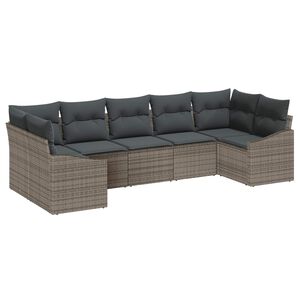 vidaXL Gartensofa-set 7 stk. Grau Poly-Rattan