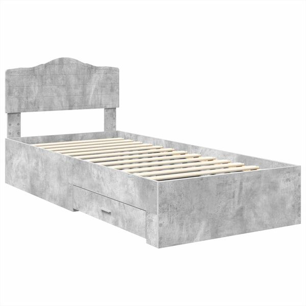vidaXL Bettrahmen mit Kopfteil Beton Grau 90 x 200 cm Holzwerkstoff