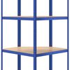 vidaXL Eckregal mit 4 Böden Blau Stahl & Holzwerkstoff