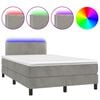 vidaXL Boxspringbett mit Matratze & LED Hellgrau 120x200 cm Samt