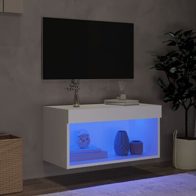 vidaXL TV-Schrank mit LED-Leuchten Weiß 60x30x30 cm