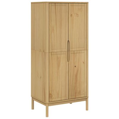 vidaXL Kleiderschrank FLORO Wachsbraun 77x53x171 cm Massivholz Kiefer