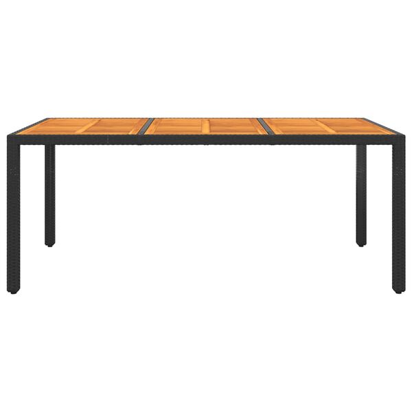 vidaXL Gartentisch 190x90x75 cm Akazienholz und Poly Rattan Schwarz
