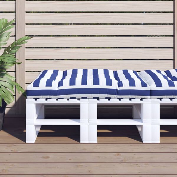 vidaXL Palettenkissen Blau Wei&szlig; Gestreift 120x80x12 cm Stoff