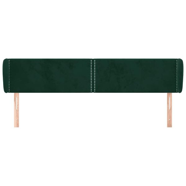 vidaXL Kopfteil mit Ohren Dunkelgr&uuml;n 163x23x78/88 cm Samt