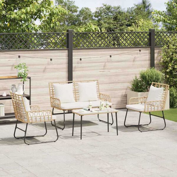 vidaXL Gartenm&ouml;bel Set 4 pcs Schwarz und Anthrazit Poly-Rattan
