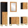 vidaXL 5-tlg. Badschrank-Set Braun und Schwarz Massivholz Mango