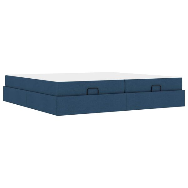 vidaXL Bettgestell mit Matratze mit Matratze 2 pcs Blau Stoff
