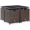 vidaXL 9-tlg. Garten-Essgruppe mit Auflagen Poly Rattan Braun