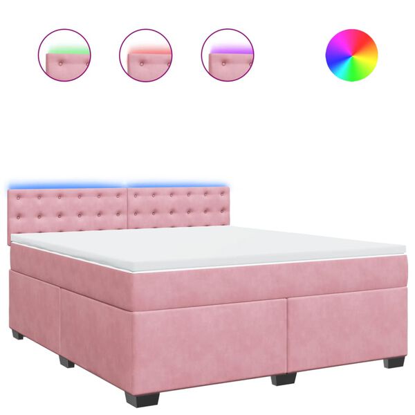 vidaXL Boxspringbett mit Matratze Rosa 180x200 cm Samt