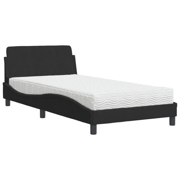 vidaXL Bett mit Matratze "Dover" Schwarz 100x200 cm Samt