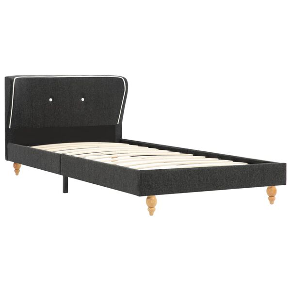 vidaXL Bett Dunkelgrau Leinen 90x200 cm