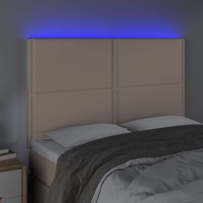 vidaXL LED Kopfteil Cappuccino-Braun 144x5x118/128cm Kunstleder