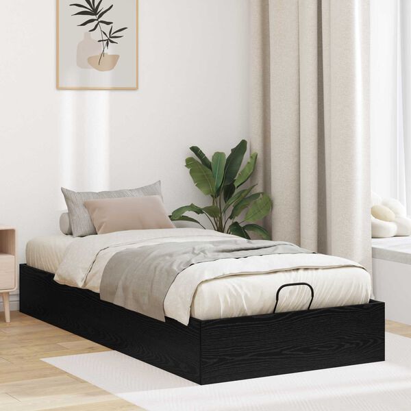 vidaXL Ottoman Bettgestell Schwarz Eichen-Optik 193 x 120 x 25 cm