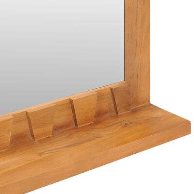 vidaXL Wandspiegel mit Regal 100×12×60 cm Teak Massivholz