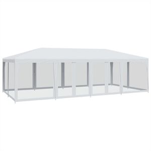 vidaXL Partyzelt mit 12 Mesh-Seitenteilen Wei&szlig; 8x4 m HDPE