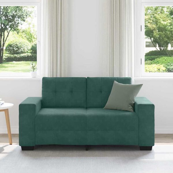 vidaXL | Zweisitzer-Sofa | mit Kissen Dunkelgr&uuml;n Samt
