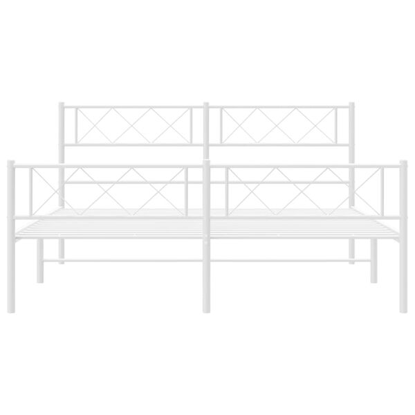 vidaXL Bettgestell mit Kopf- und Fu&szlig;teil Metall Wei&szlig; 140x200 cm