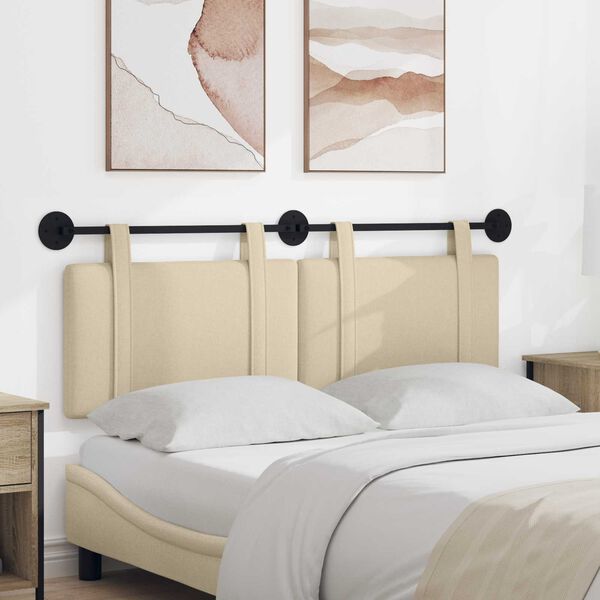 vidaXL H&auml;ngevorderseite Wandmontiert Uni Creme 150 x 55 x 5 cm Stoff