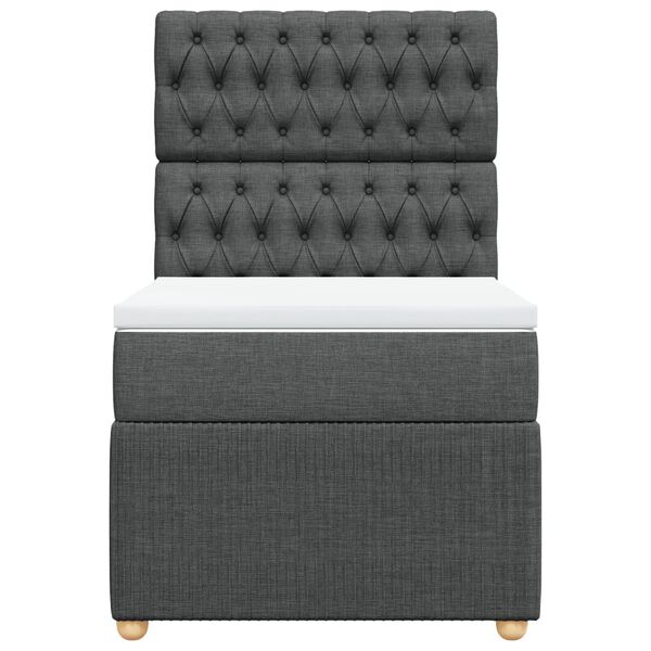 vidaXL Boxspringbett mit Matratze Dunkelgrau 90x200 cm Stoff