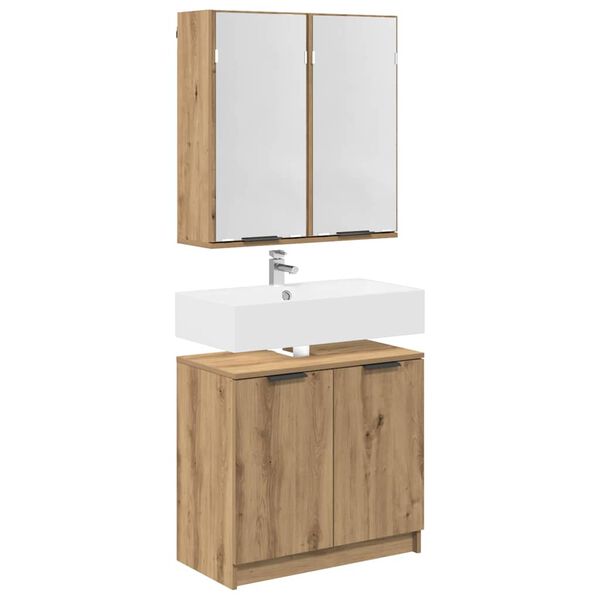 vidaXL Badezimmerschrank-Set mit Regal Artisan-Eiche Holzwerkstoff