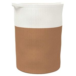 vidaXL Aufbewahrungskorb Braun und Wei&szlig; &Oslash;49x65 cm Baumwolle