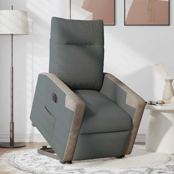 vidaXL Relaxsessel mit Aufstehhilfe Elektrisch Dunkelgrau Stoff