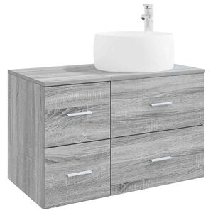 vidaXL Badezimmerm&ouml;bel-Set 2 stk. Grau Sonoma Holzwerkstoff