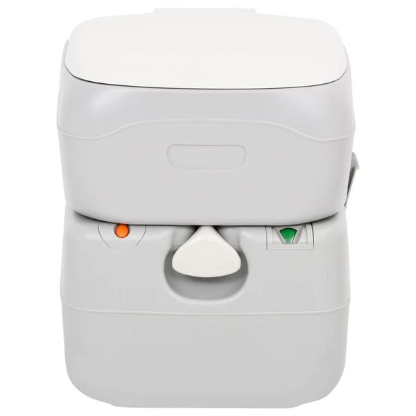 vidaXL Camping-Toilette Tragbar Grau und Wei&szlig; 22+12 L HDPE