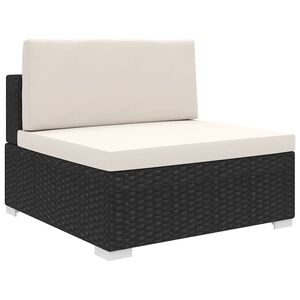 vidaXL Mittelsofa mit Kissen Modular Poly Rattan Schwarz