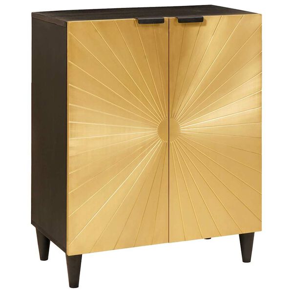 vidaXL Sideboard Schwarz und Gold 60 x 33 x 75 cm massives Mangoholz