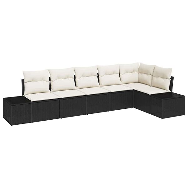 vidaXL Gartensofa-set mit Speicher 6 pcs Schwarz und Creme Poly-Rattan
