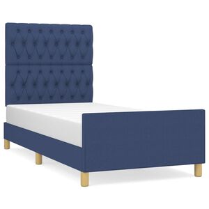 vidaXL Bettgestell ohne Matratze Blau 100x200 cm Stoff