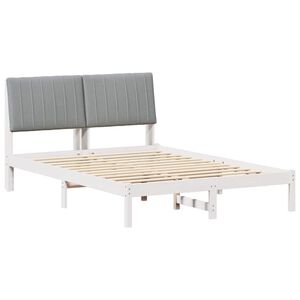 vidaXL Bettrahmen mit Kopfteil Wei&szlig; 135 x 190 cm Massives Kiefernholz