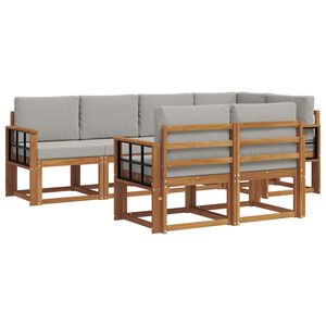 vidaXL Outdoor-Sofagarnitur mit Kissen 7 pcs Nat&uuml;rlich und Hellgrau