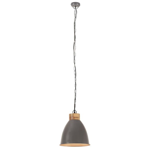 vidaXL H&auml;ngelampe Industrie-Stil Grau Eisen & Massivholz 35 cm E27