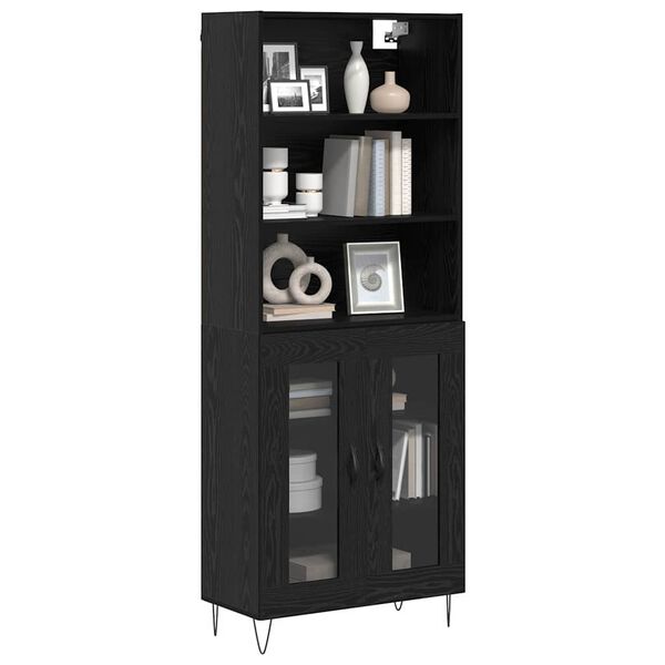 vidaXL Highboard 2 pcs Schwarz Eichen-Optik Holzwerkstoff