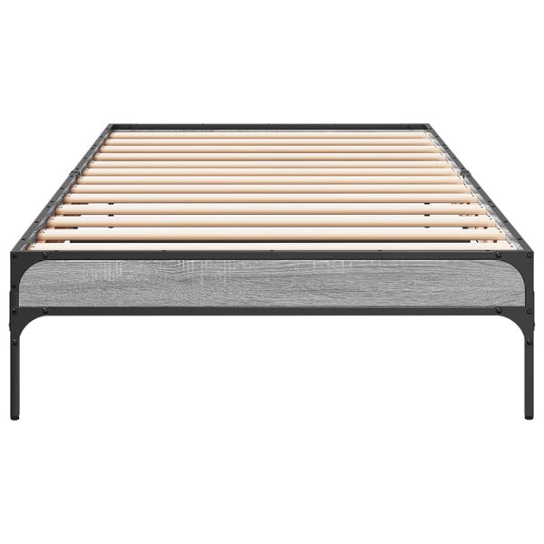 vidaXL Bettgestell Grau Sonoma 90x190 cm Holzwerkstoff und Metall