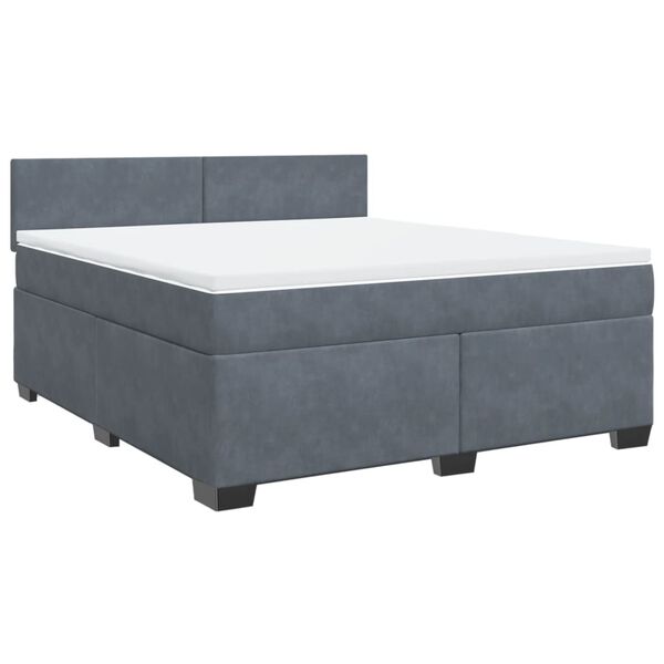 vidaXL Boxspringbett mit Matratze Dunkelgrau 180x200 cm Samt