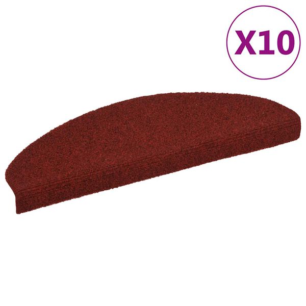 vidaXL Stufenmatten Selbstklebend 10 Stk. 65x21x4 cm Bordeauxrot Halbrund Groß