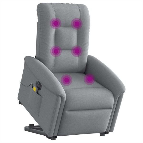 vidaXL Elektrischer Massagesessel mit Aufstehhilfe Hellgrau Stoff