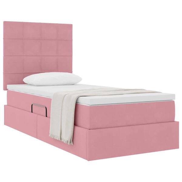 vidaXL Aufbewahrungsbett mit Matratze Rosa 90 x 190 cm Samt