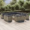 vidaXL 14-tlg. Garten-Lounge-Set mit Kissen Grau Poly Rattan