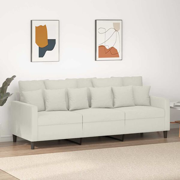vidaXL 3-Sitzer-Sofa Creme 180 cm Samt