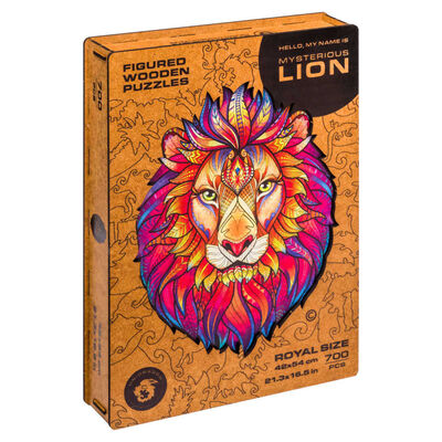 UNIDRAGON 700-tlg. Holzpuzzle Mysterious Lion Royal Size 42x54 cm