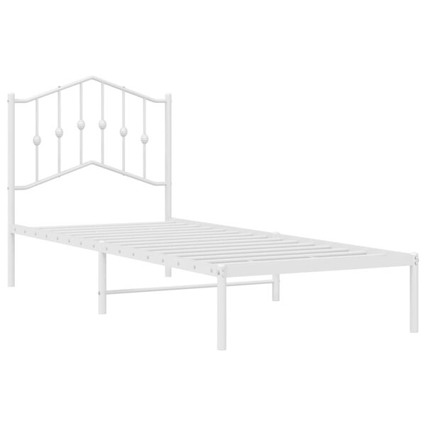 vidaXL Bettgestell mit Kopfteil Metall Wei&szlig; 90x190 cm